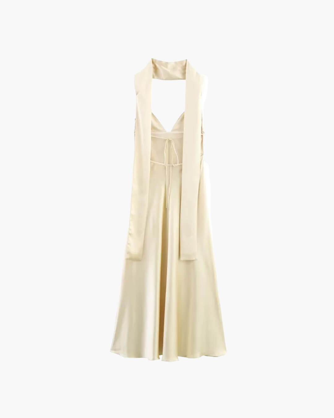 Robe longue Bianca en satin avec foulard