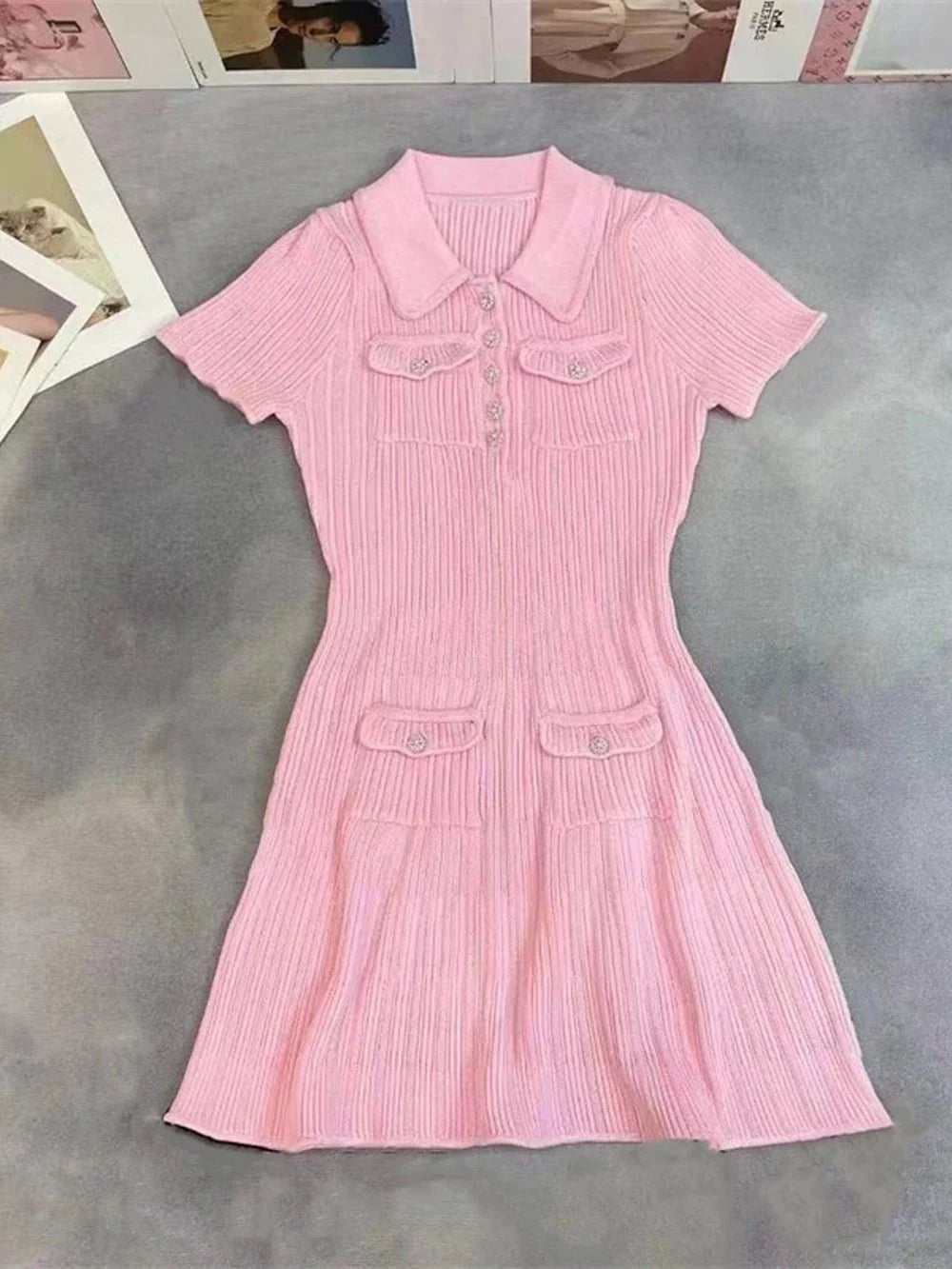 Robe courte Bianca en maille à sequins