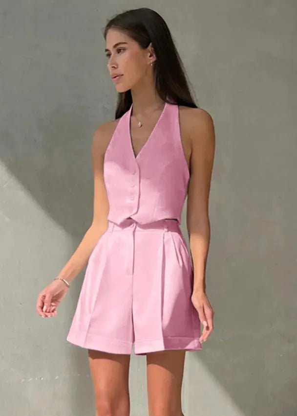 Ensemble Bianca composé d’un gilet dos nu structuré et d’un short