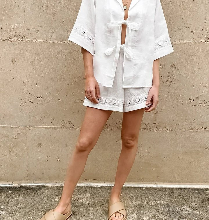 Ensemble deux pièces Bianca en coton à nouer