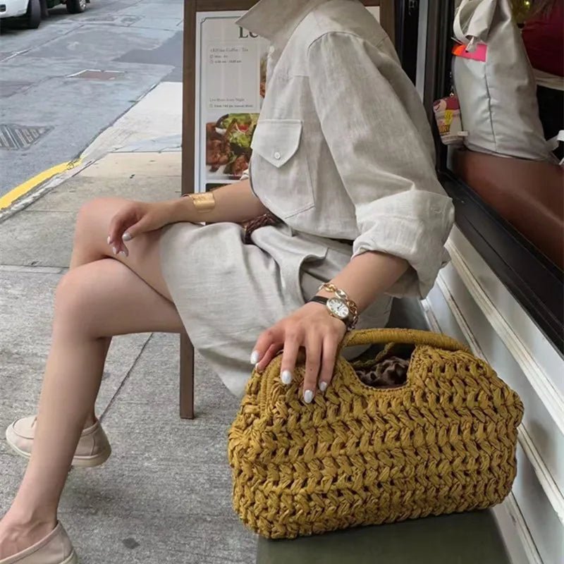 Sac cabas tressé en rotin Bianca