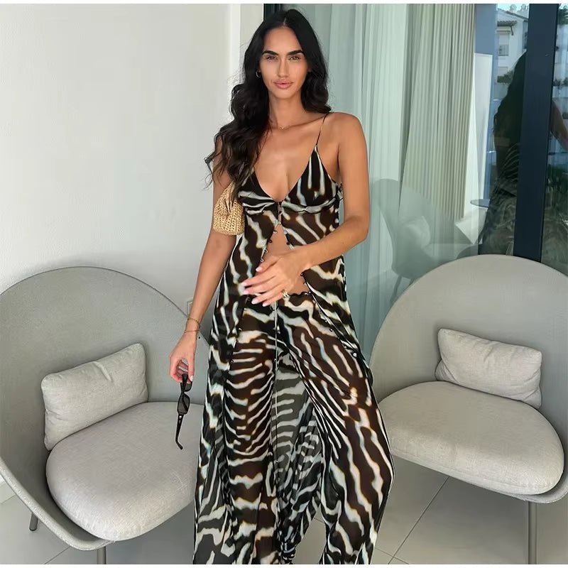 Bianca Zebra Tunic Top and Trouser Set