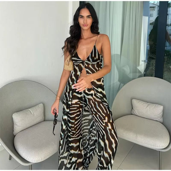 Ensemble Bianca avec tunique et pantalon à imprimé zèbre