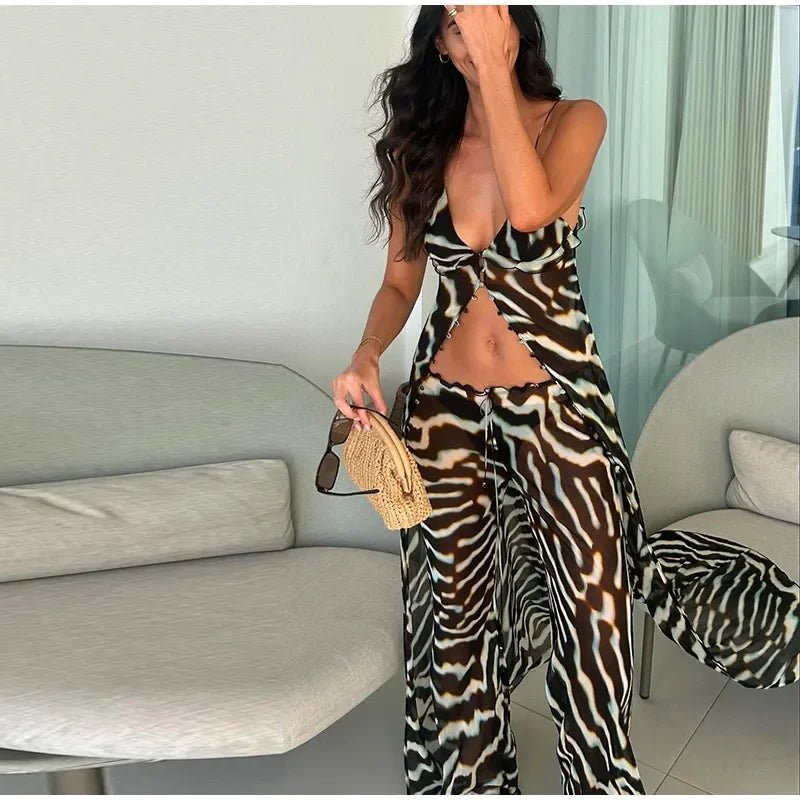 Bianca Zebra Tunic Top and Trouser Set