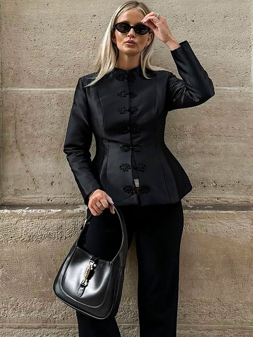Veste à basque et col mao Ida