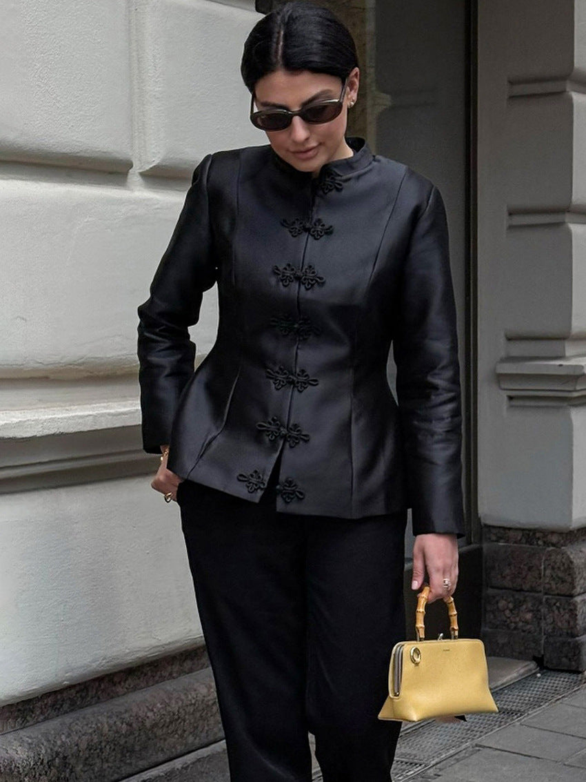 Veste à basque et col mao Ida