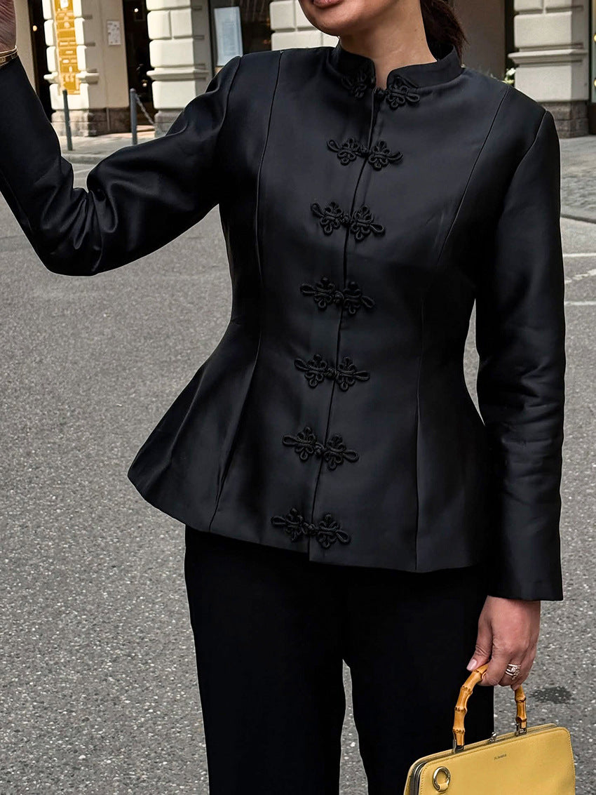Veste à basque et col mao Ida