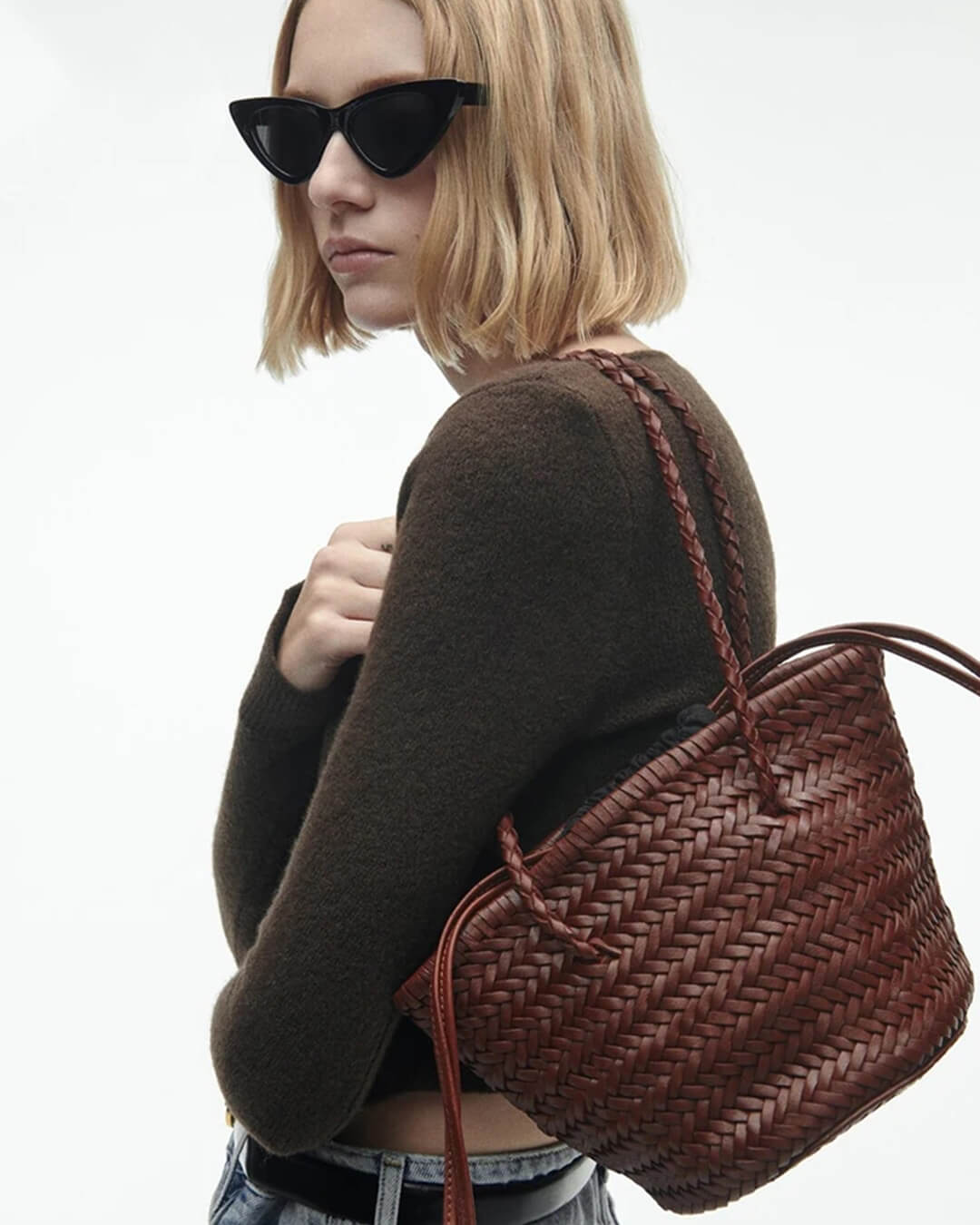Sac seau tressé à bandoulière Blair