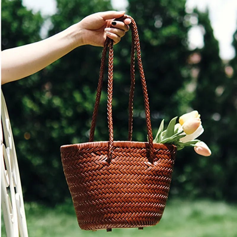 Sac seau tressé à bandoulière Blair