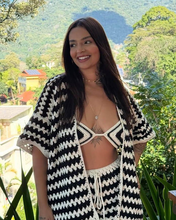 Ensemble bikini en maille color block avec manteau Bree