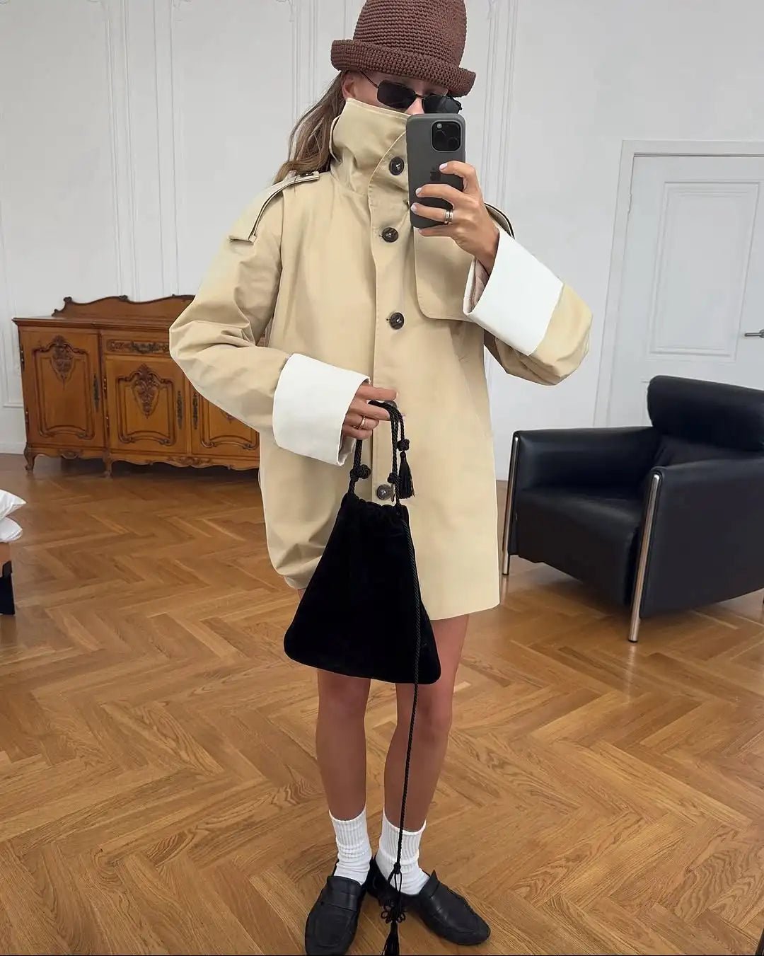 Veste trench à poignets contrastants Brenda