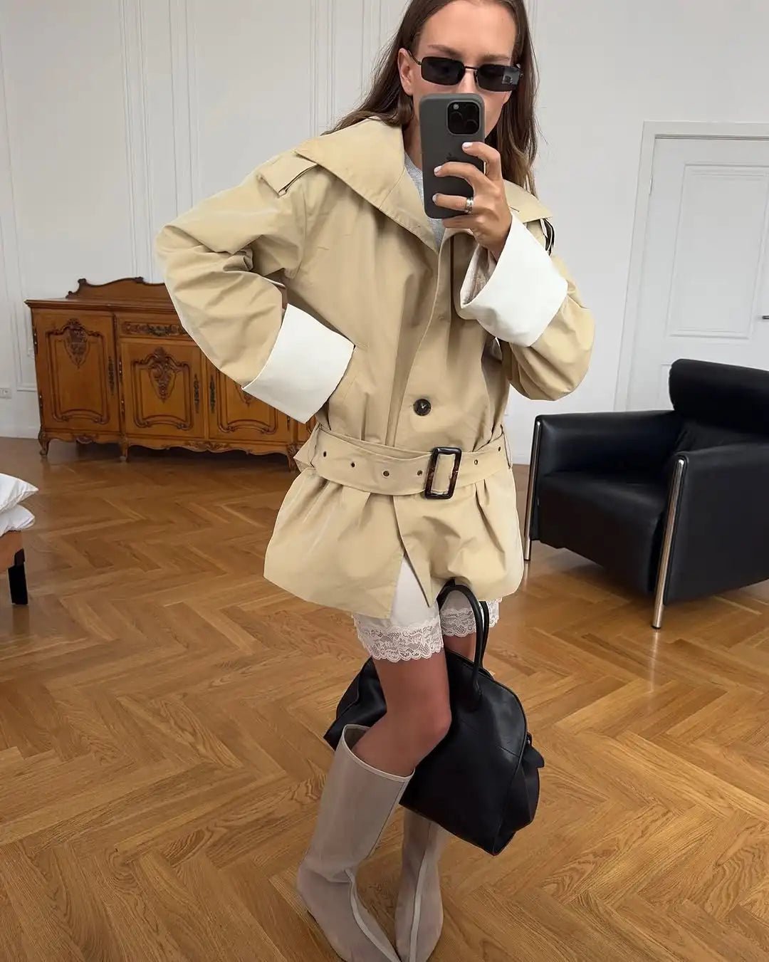 Veste trench à poignets contrastants Brenda
