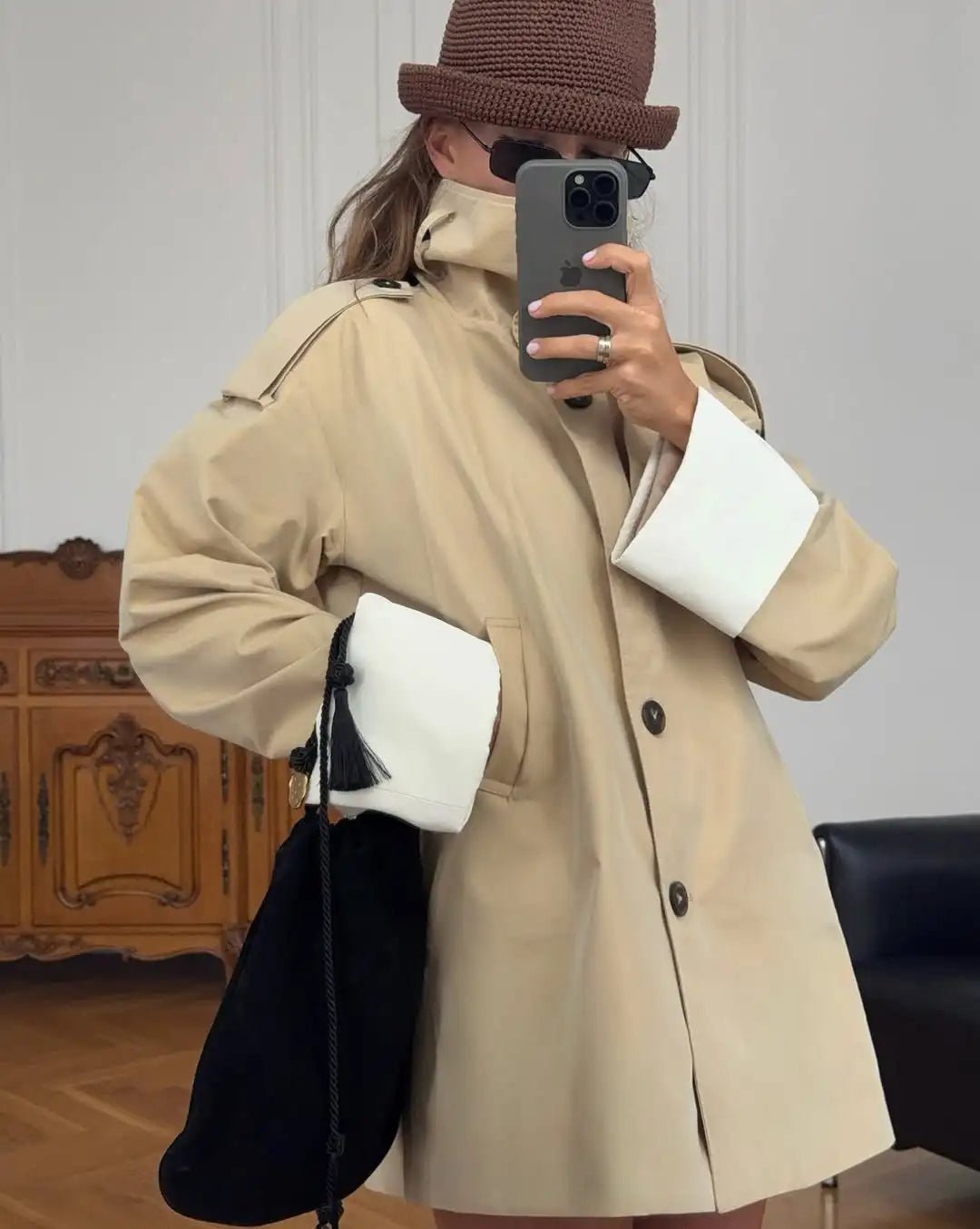 Veste trench à poignets contrastants Brenda