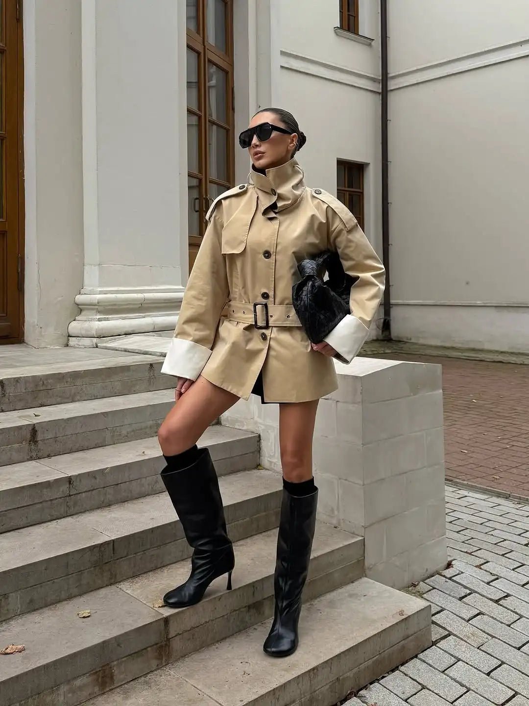 Veste trench à poignets contrastants Brenda
