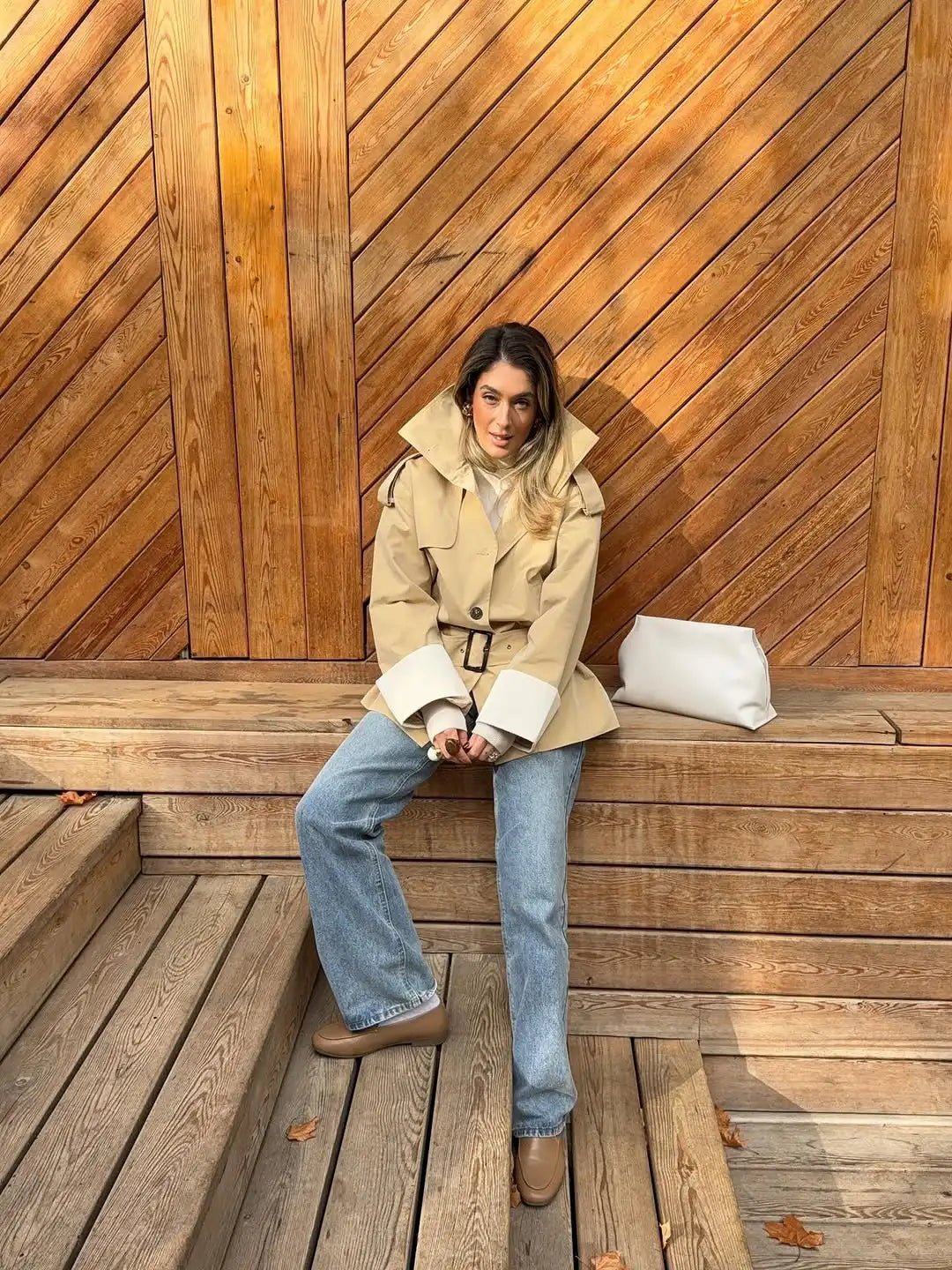 Veste trench à poignets contrastants Brenda