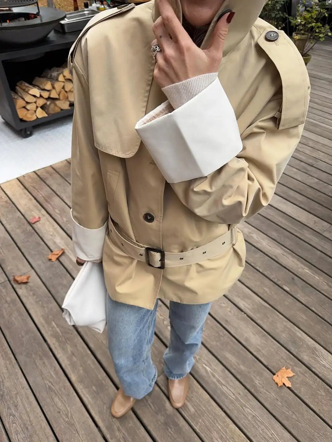 Veste trench à poignets contrastants Brenda