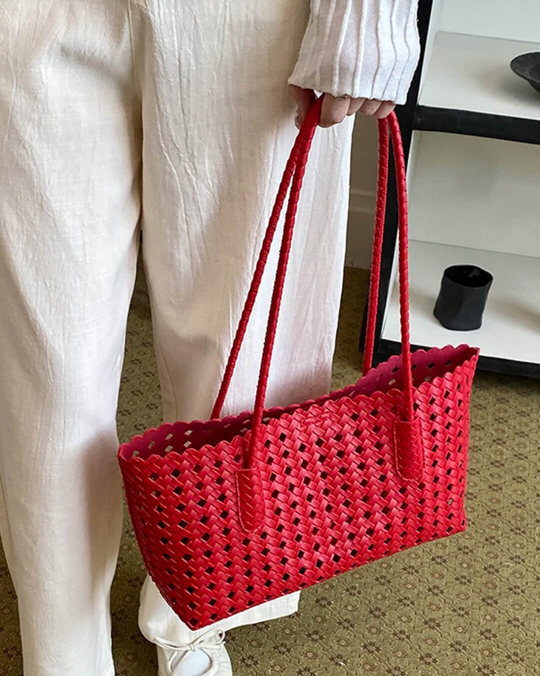 Briana Woven Straw Tote Bag