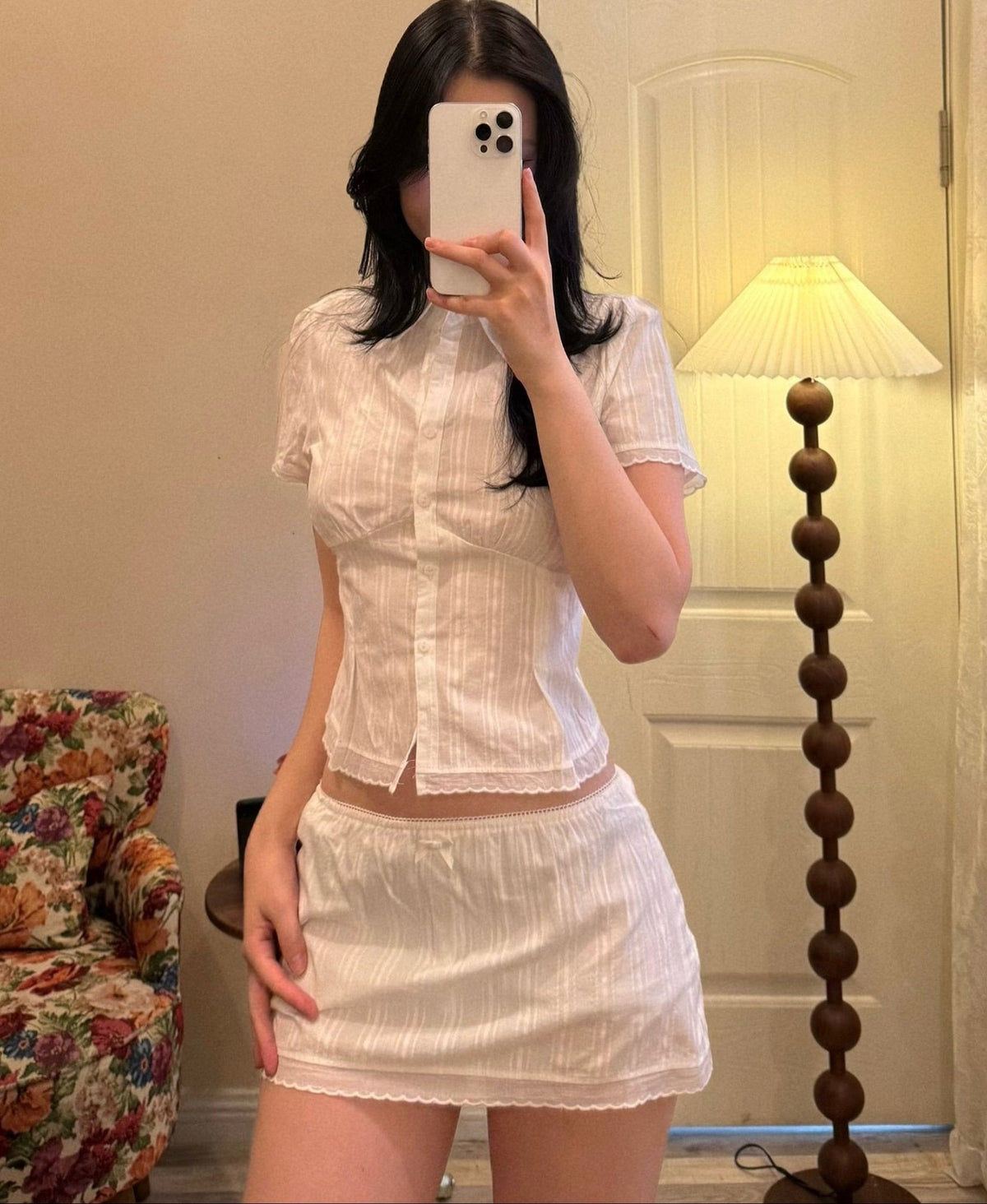 Ensemble short-jupe ajusté raccourci Brianna