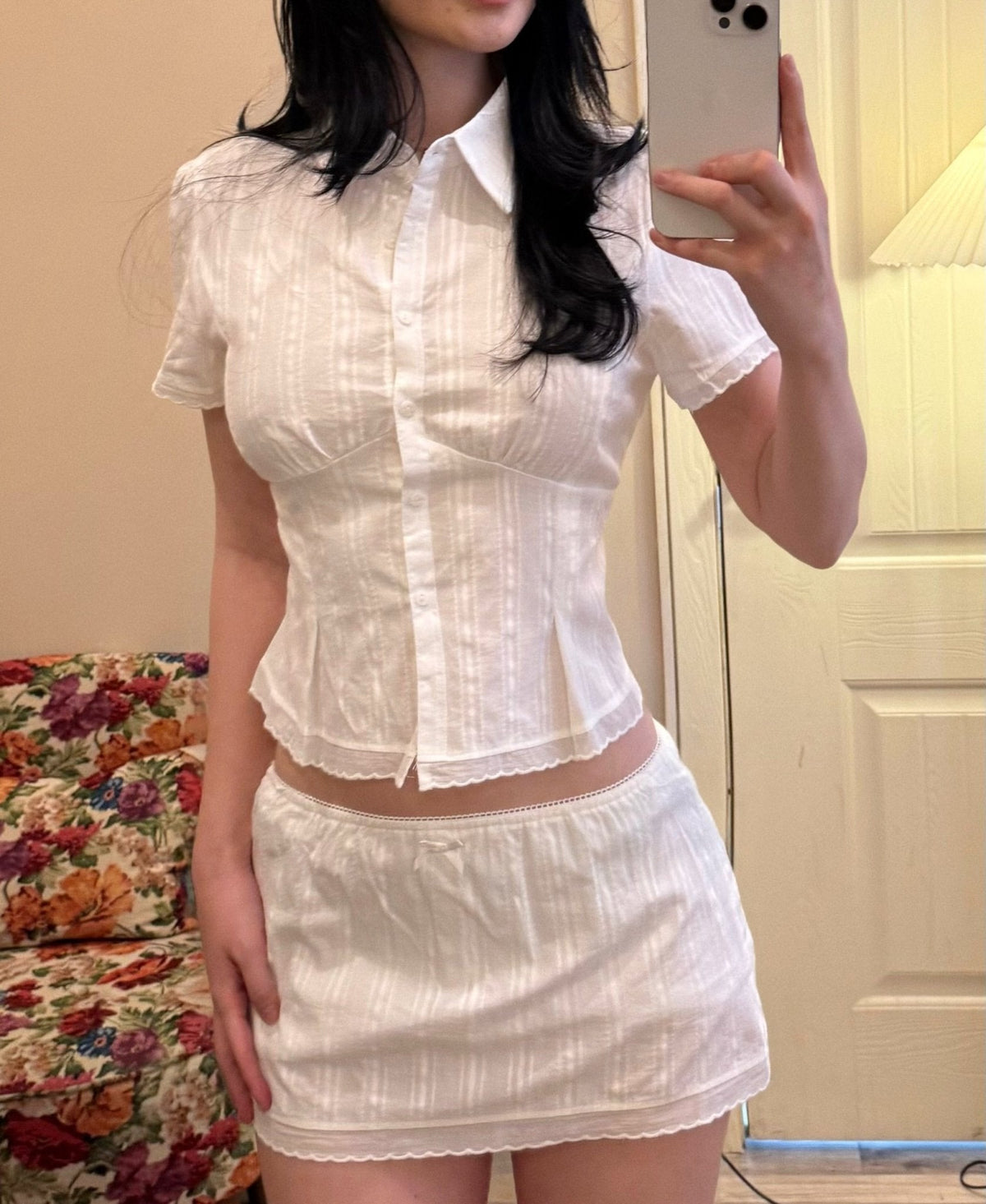 Ensemble short-jupe ajusté raccourci Brianna