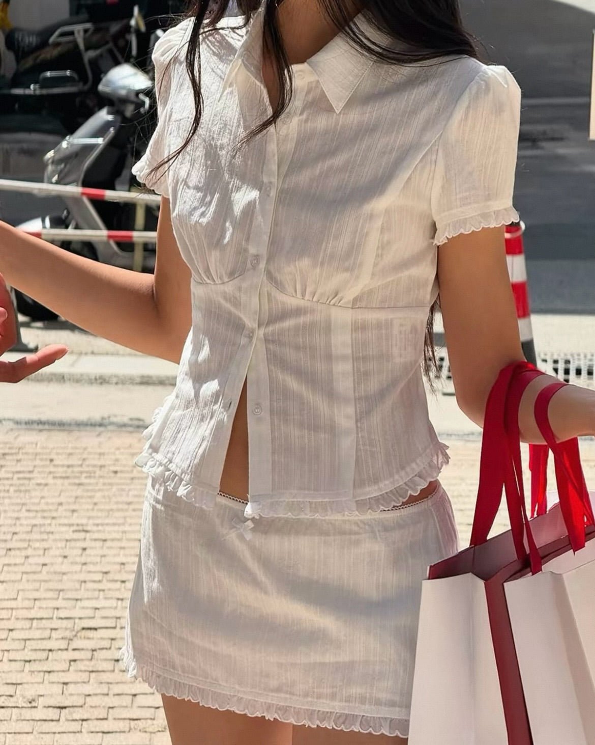 Ensemble short-jupe ajusté raccourci Brianna