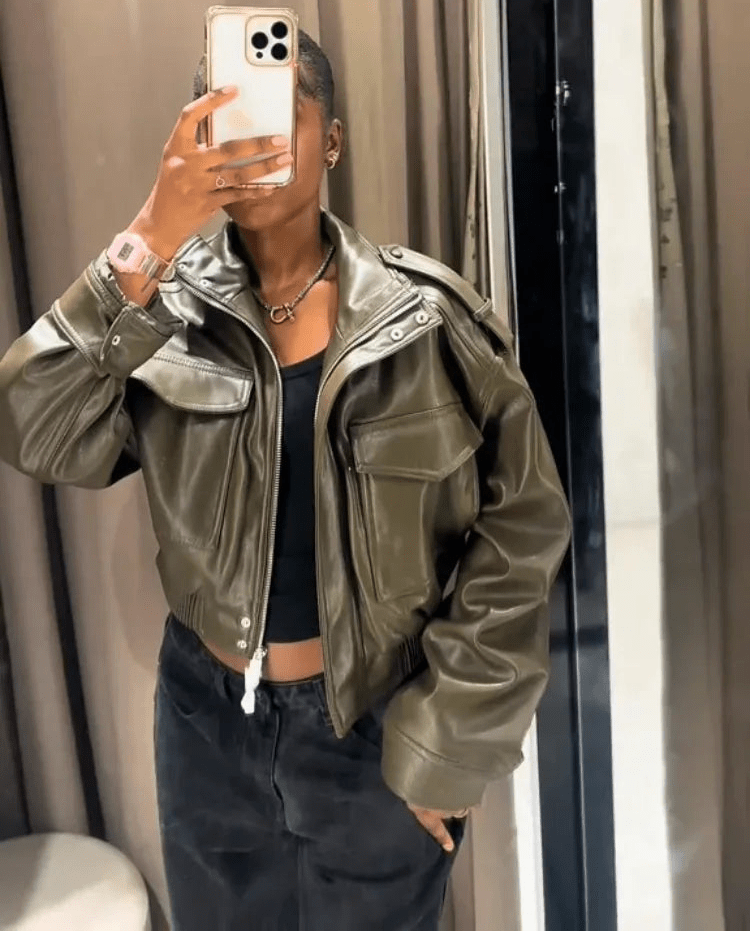 Blouson aviateur en simili cuir Brianna