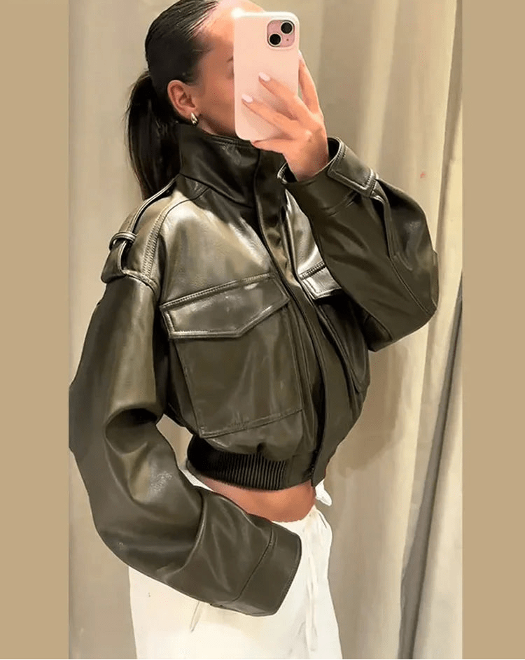 Blouson aviateur en simili cuir Brianna