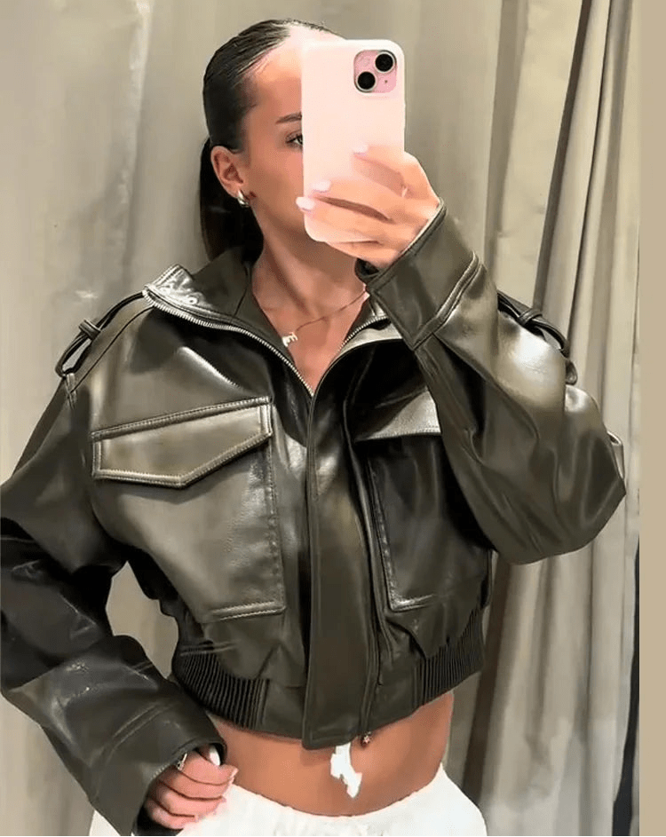 Blouson aviateur en simili cuir Brianna