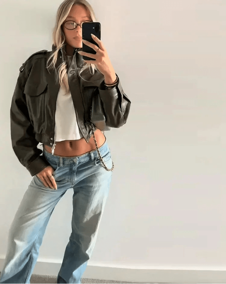 Blouson aviateur en simili cuir Brianna
