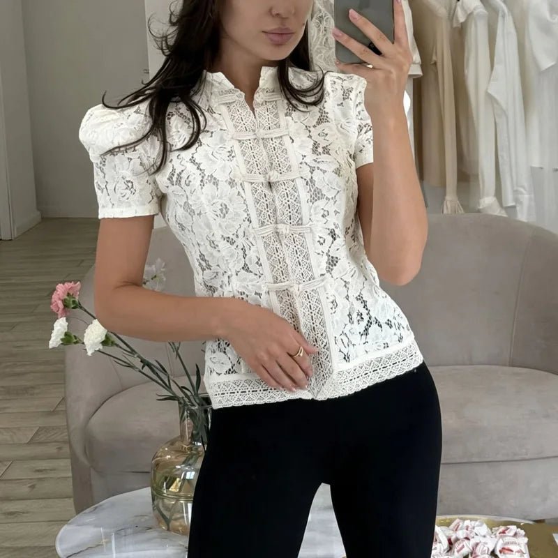 Gilet cardigan Brielle en patchwork de dentelle