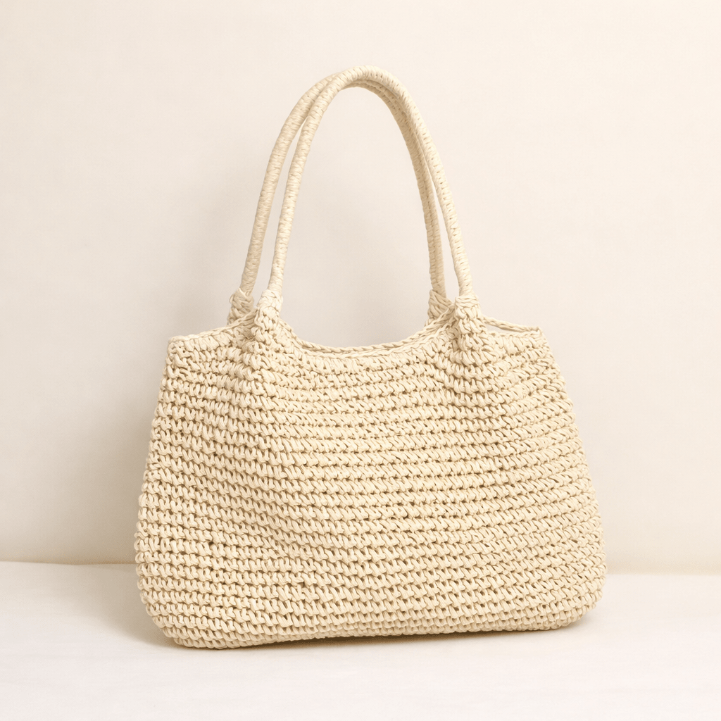 Sac cabas de plage Brielle en paille tressée