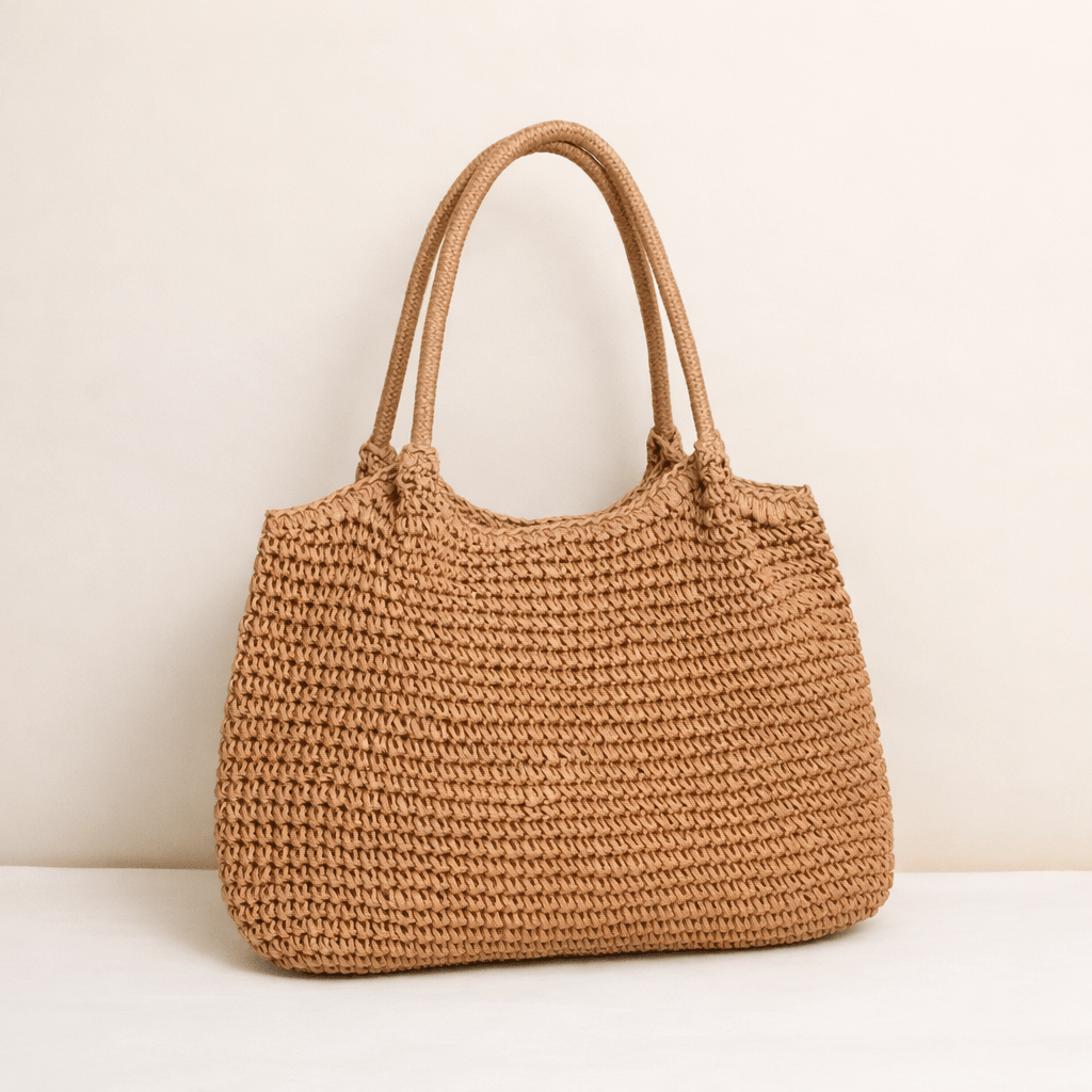 Sac cabas de plage Brielle en paille tressée