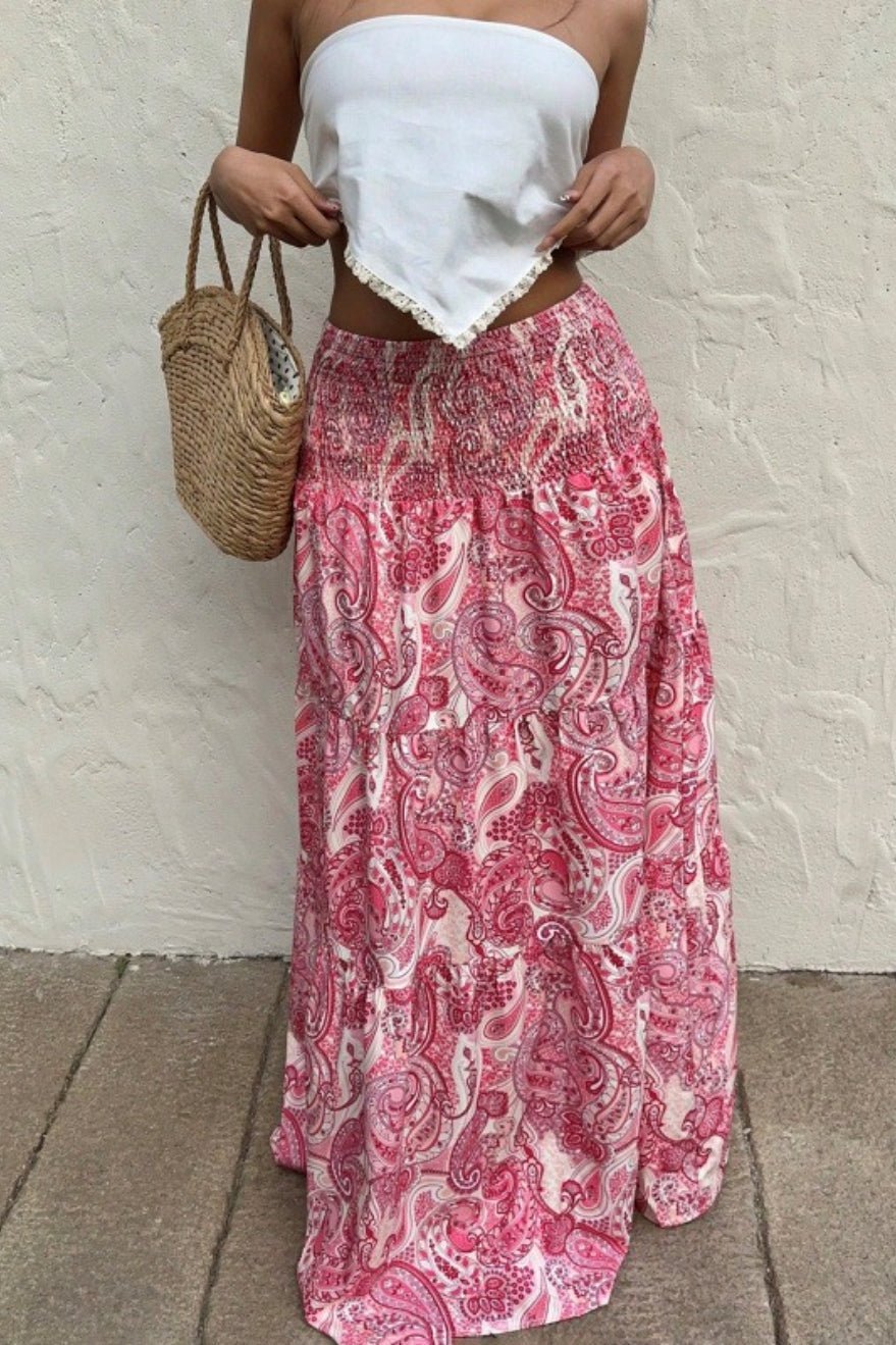 Jupe longue Brynn à taille élastique et imprimé cachemire