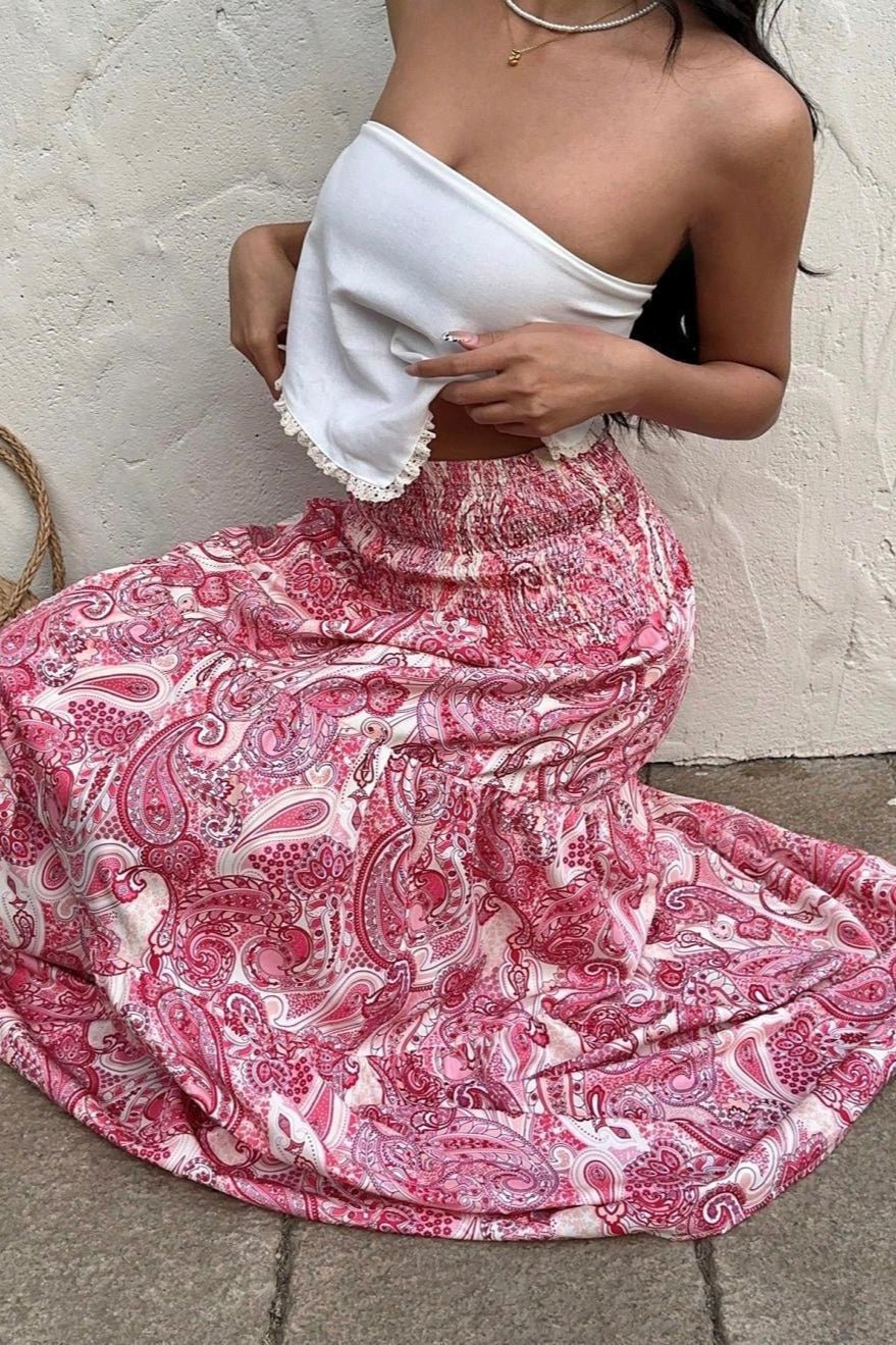 Jupe longue Brynn à taille élastique et imprimé cachemire