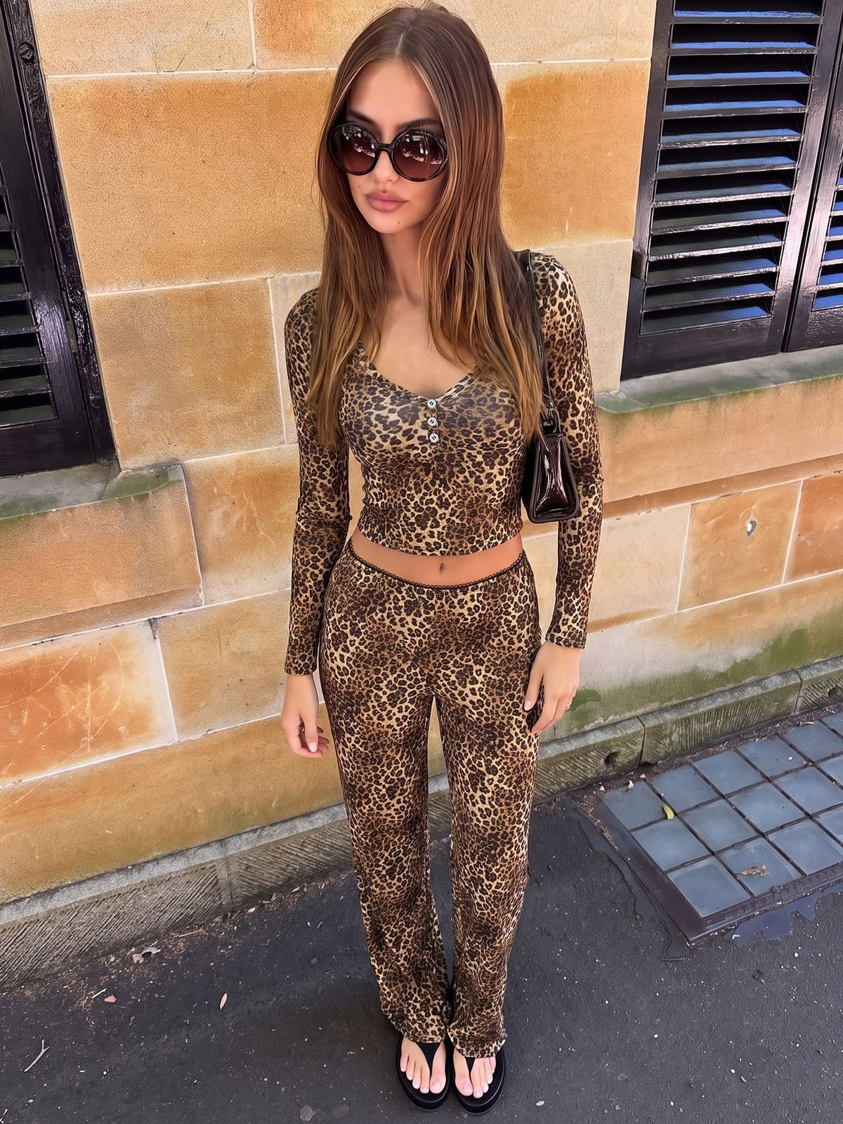 Ensemble haut et pantalon léopard Jade