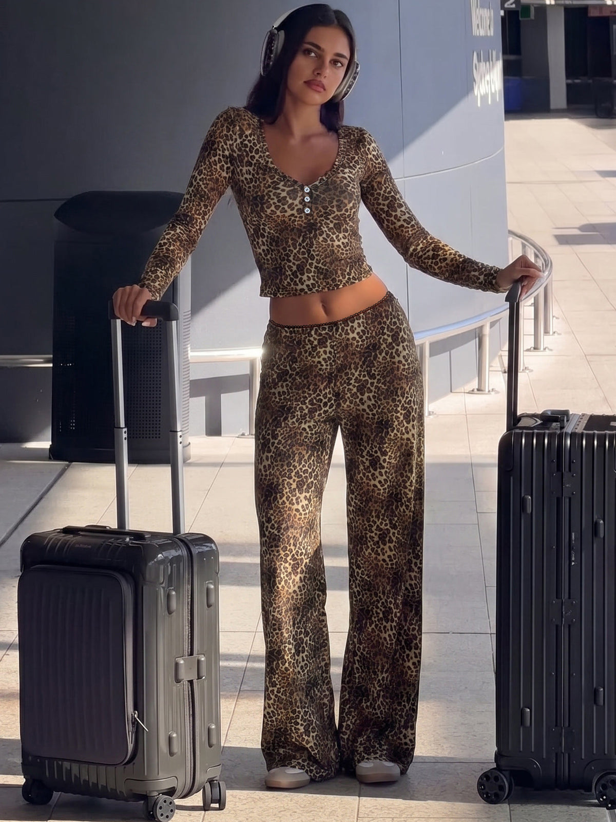 Ensemble haut et pantalon léopard Jade