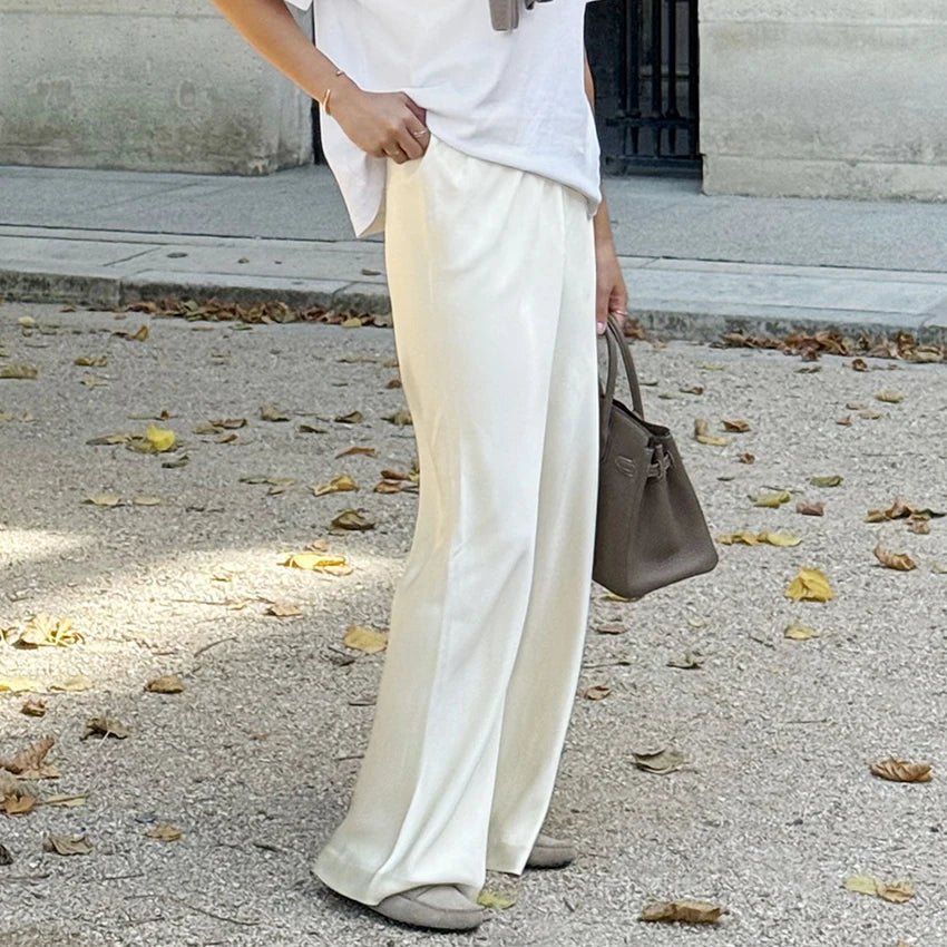 Pantalon Cameron en satin à jambes évasées