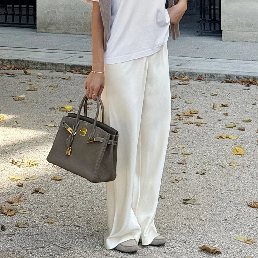 Pantalon Cameron en satin à jambes évasées