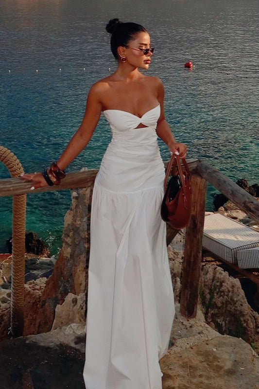 Robe longue bustier à découpes Camia