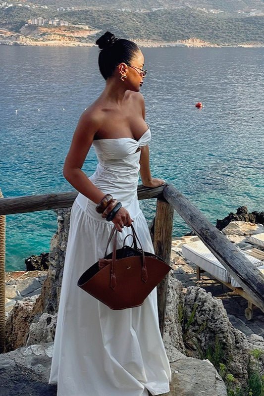 Robe longue bustier à découpes Camia