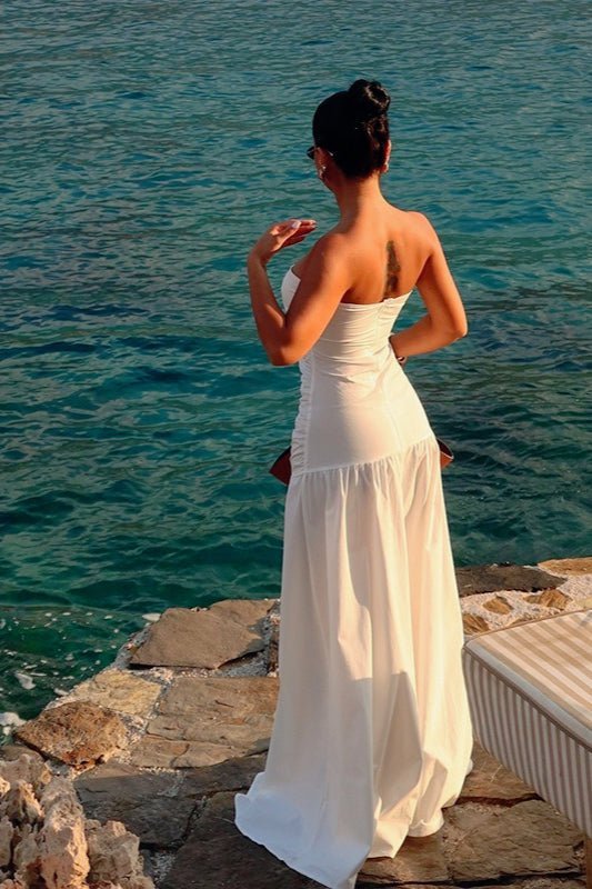 Robe longue bustier à découpes Camia