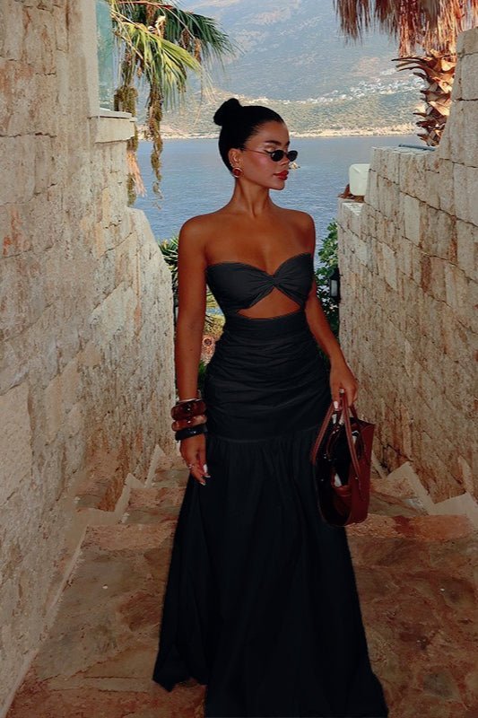 Robe longue bustier à découpes Camia