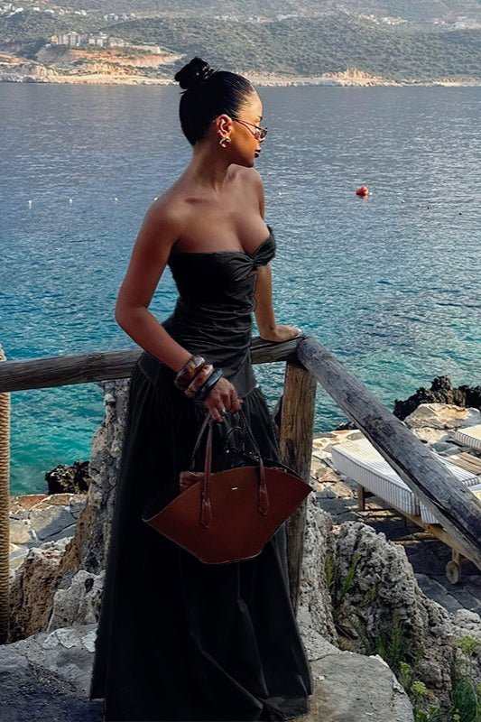 Robe longue bustier à découpes Camia