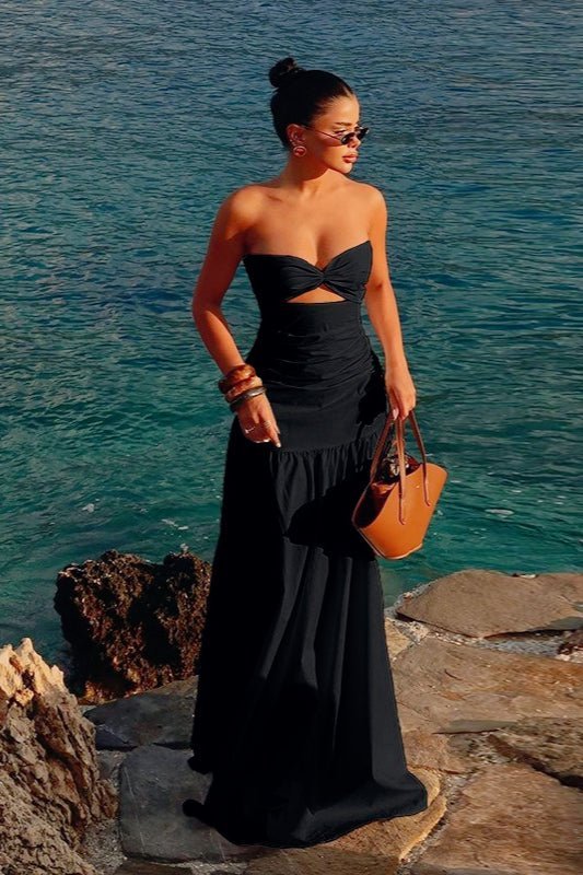 Robe longue bustier à découpes Camia