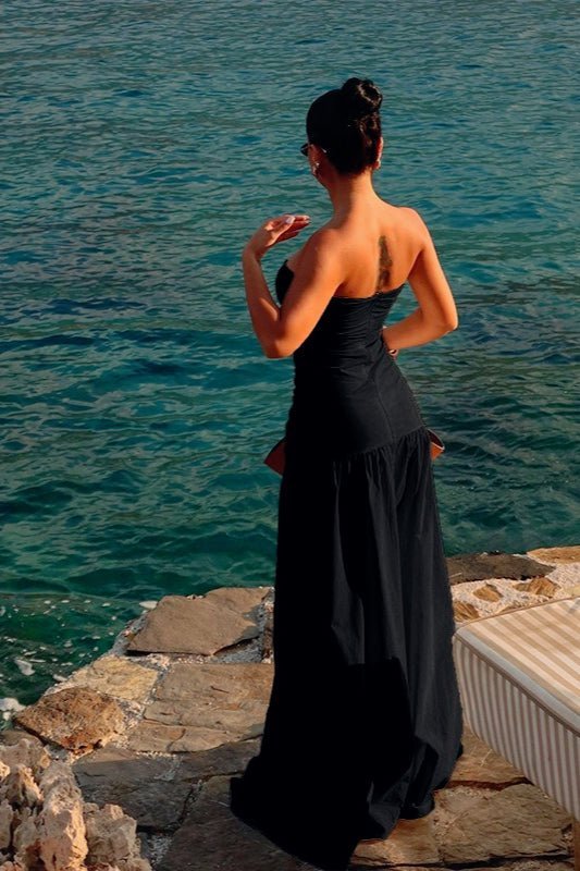Robe longue bustier à découpes Camia