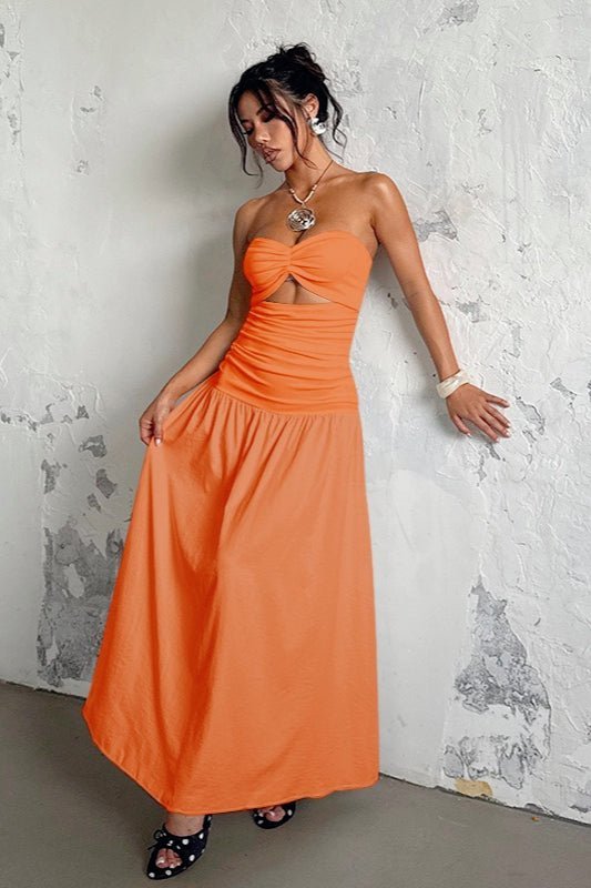Robe longue bustier à découpes Camia