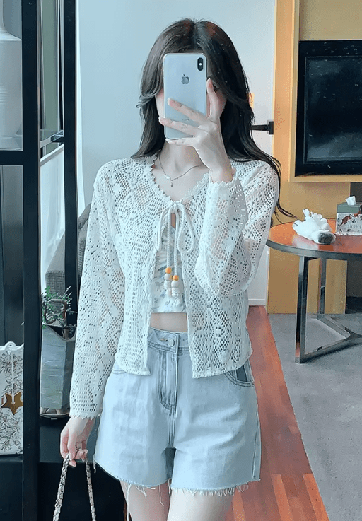 Cache-maillot de plage Camila en crochet à cordon de serrage
