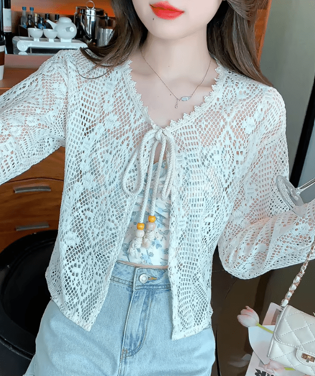 Cache-maillot de plage Camila en crochet à cordon de serrage
