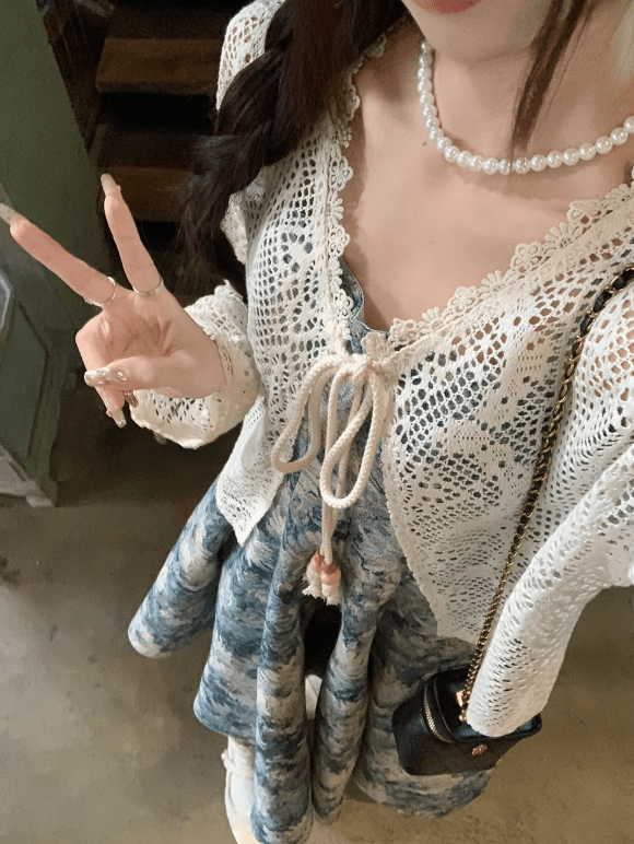 Cache-maillot de plage Camila en crochet à cordon de serrage