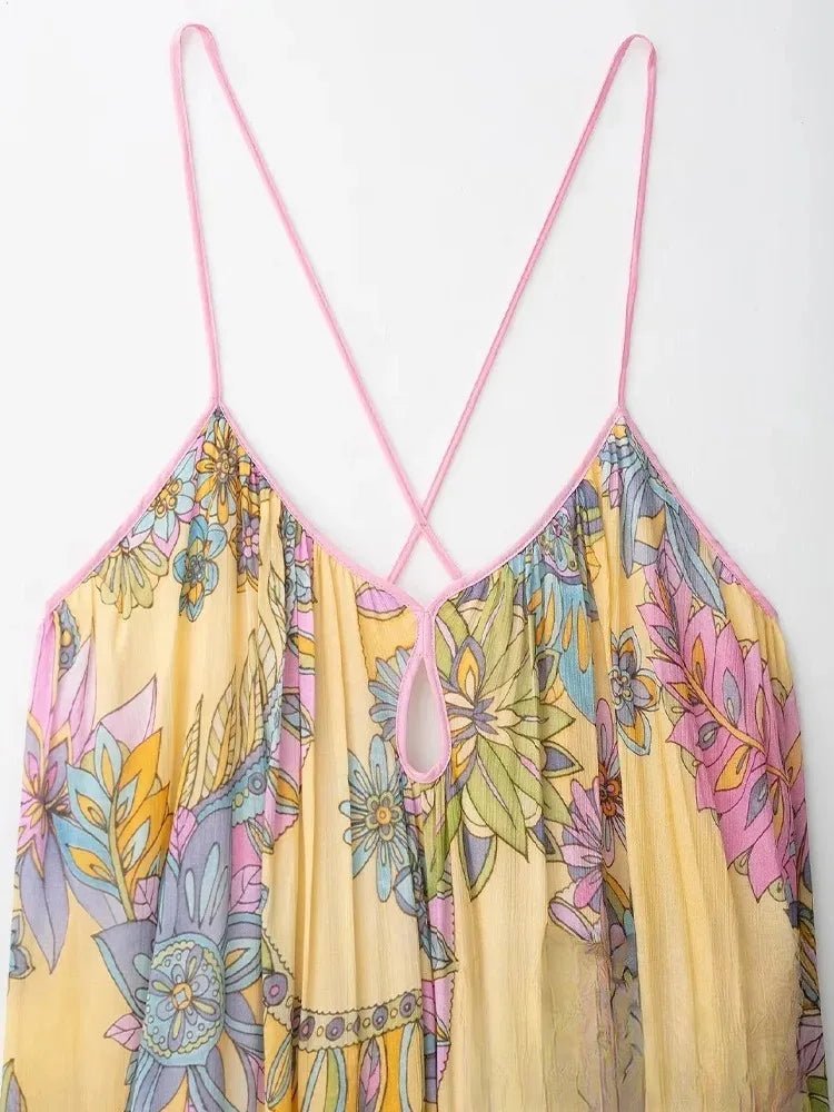 Robe à bretelles en mousseline fleurie Camille
