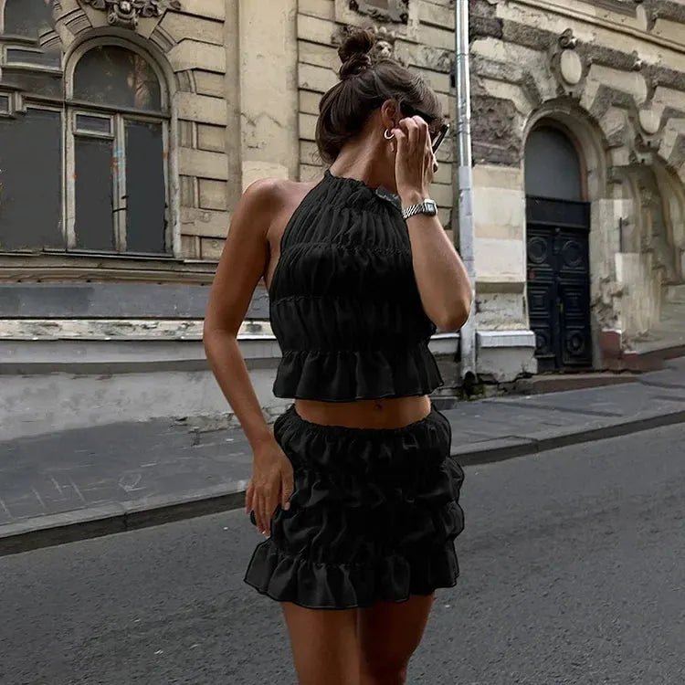 Ensemble deux pièces plissé et dos nu Carla
